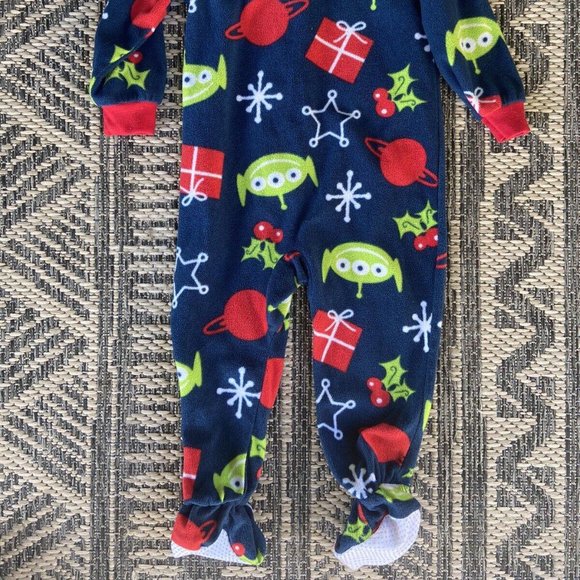 Disney Pixar Toy Story Alien Fleece FullZip Footed 1pc Outfit Pajama Holiday 24M - Picture 2 of 5